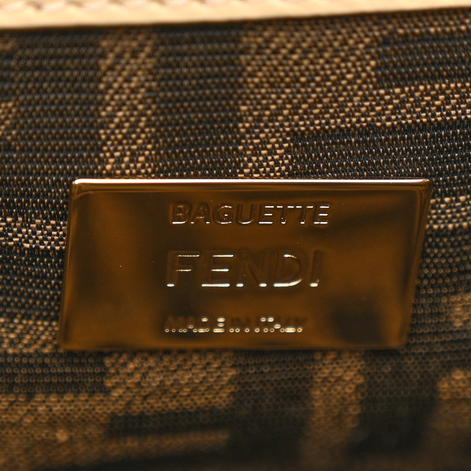 Fendi Sequin Macrame Baguette Beige Gold 6 of 11