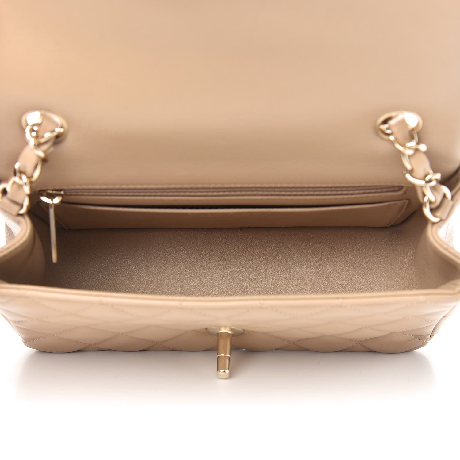 Chanel Lambskin Quilted Mini Rectangular Flap Dark Beige 5 of 10