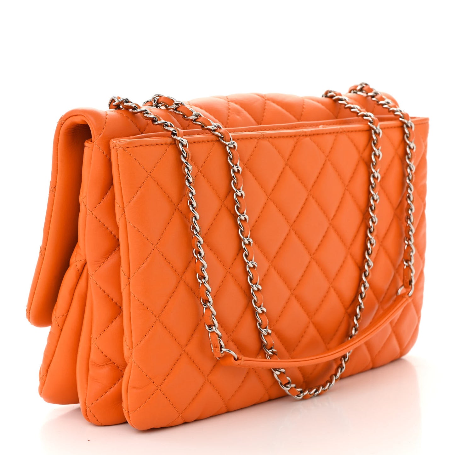 Lambskin Quilted Jumbo Chanel 3 Flap Orange