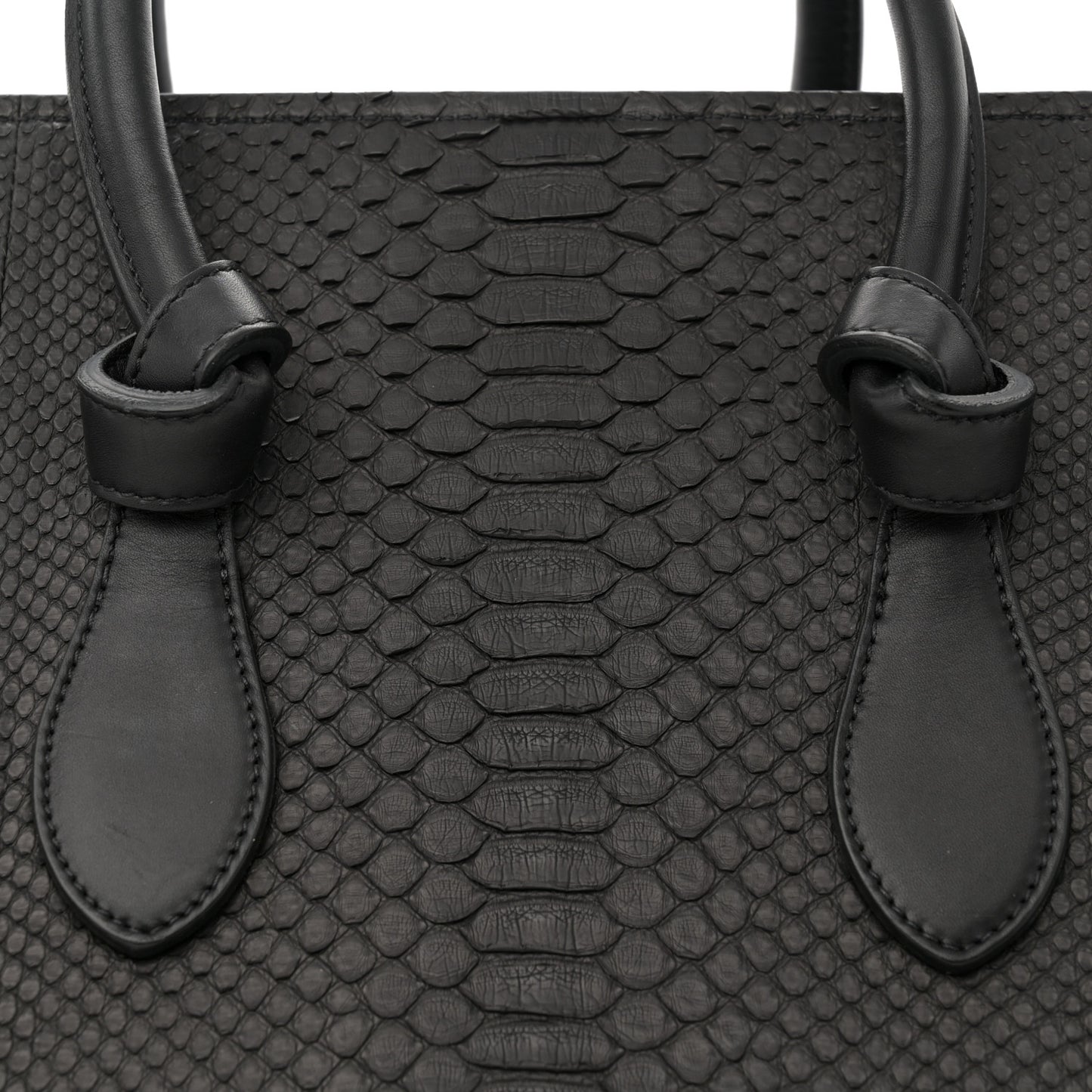 Snakeskin Small Tie Knot Tote Black