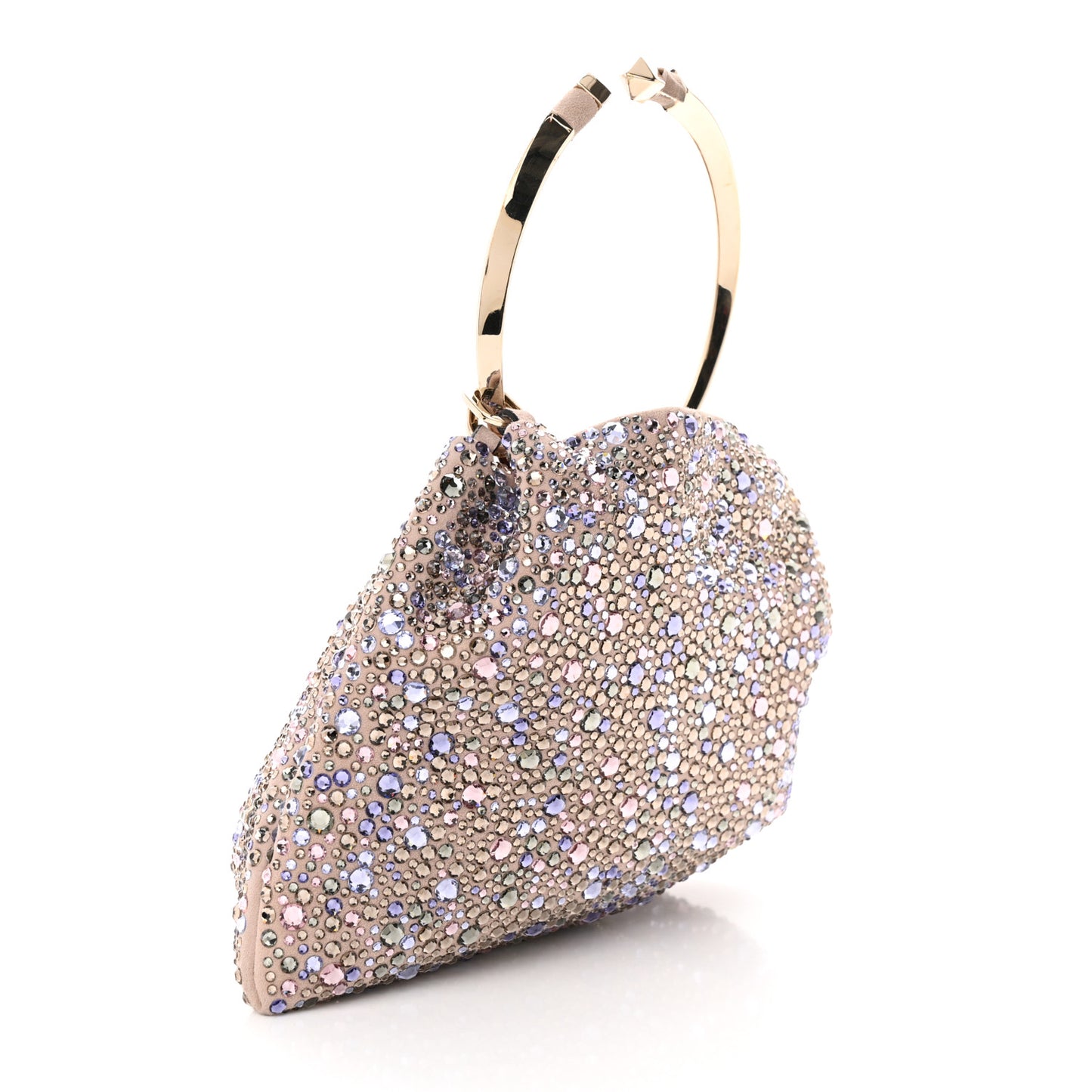 Crystal Suede Bebop Loop Handle Clutch Pink