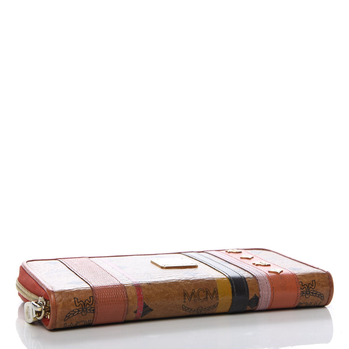 Visetos Striped Zip Around Wallet Cognac