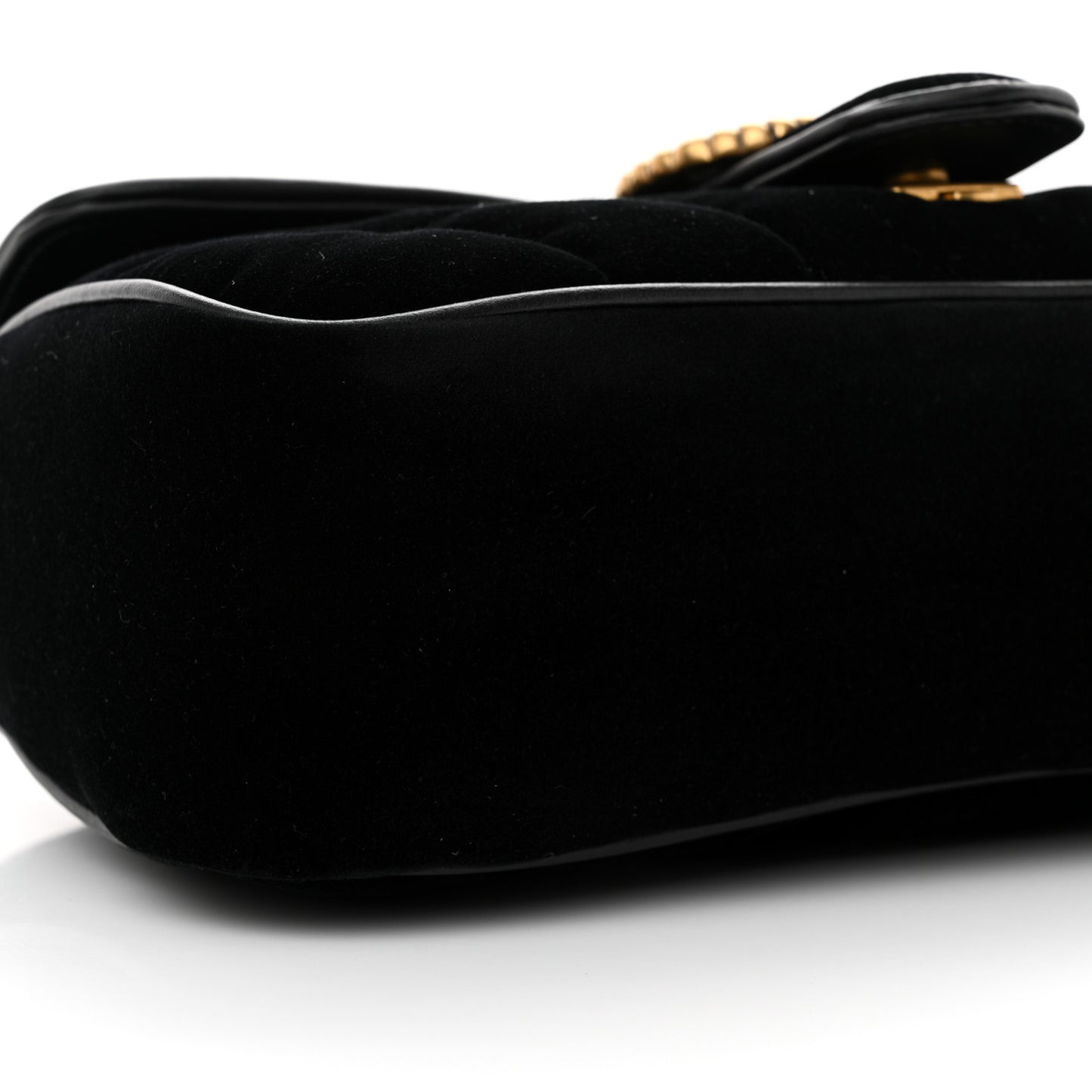 Velvet Matelasse Double G Studs Small Torchon GG Marmont Shoulder Bag Black