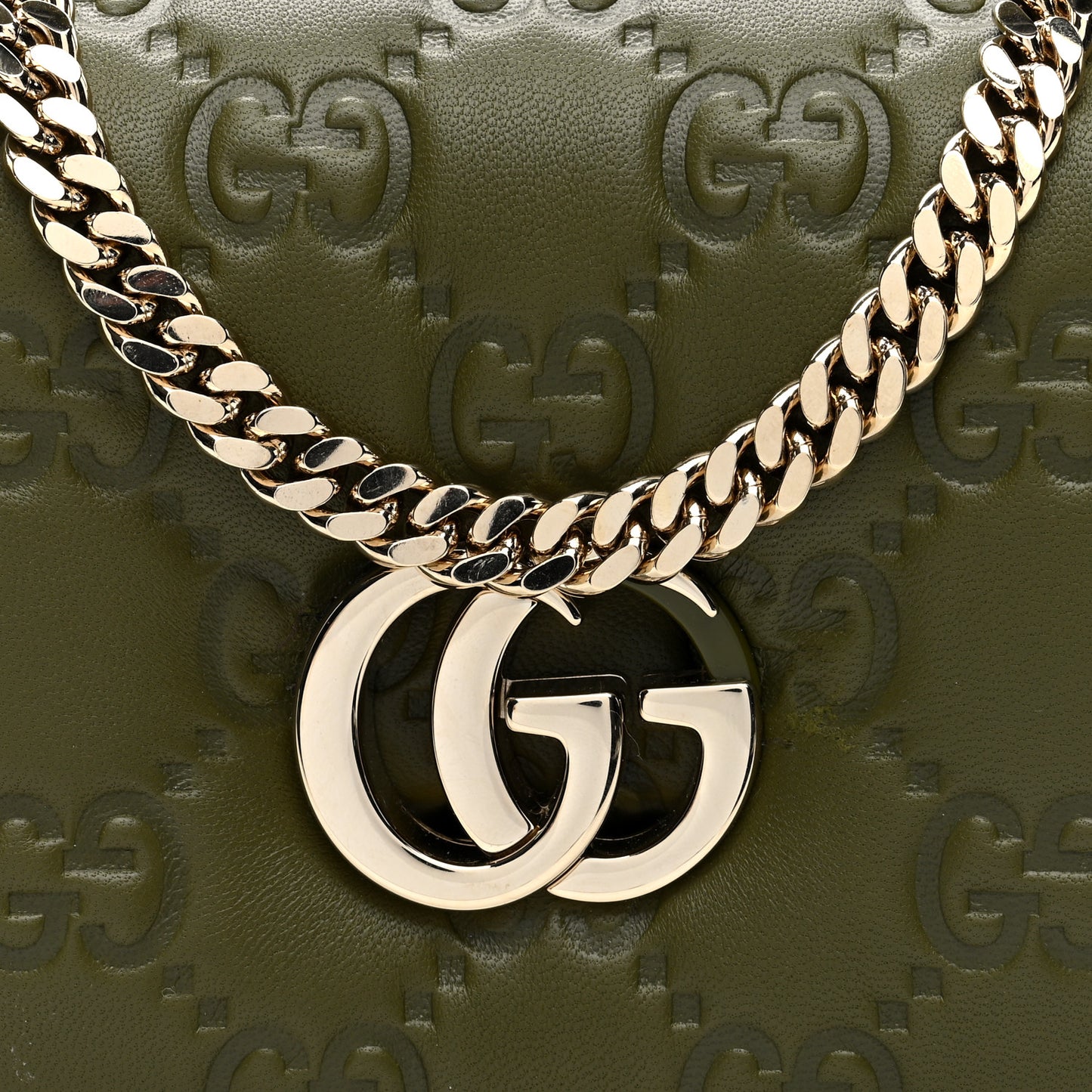 Lambskin Embossed Mini GG Milano Top Handle Shoulder Bag Green