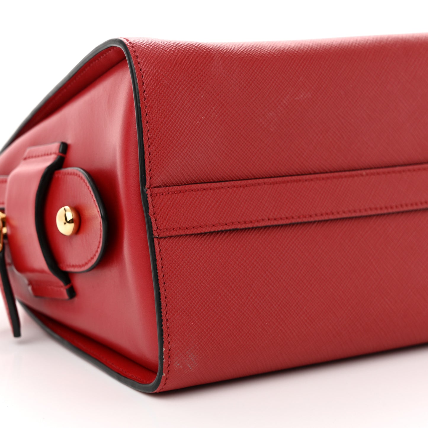 Saffiano Soft Calfskin Double Handle Satchel Fuoco