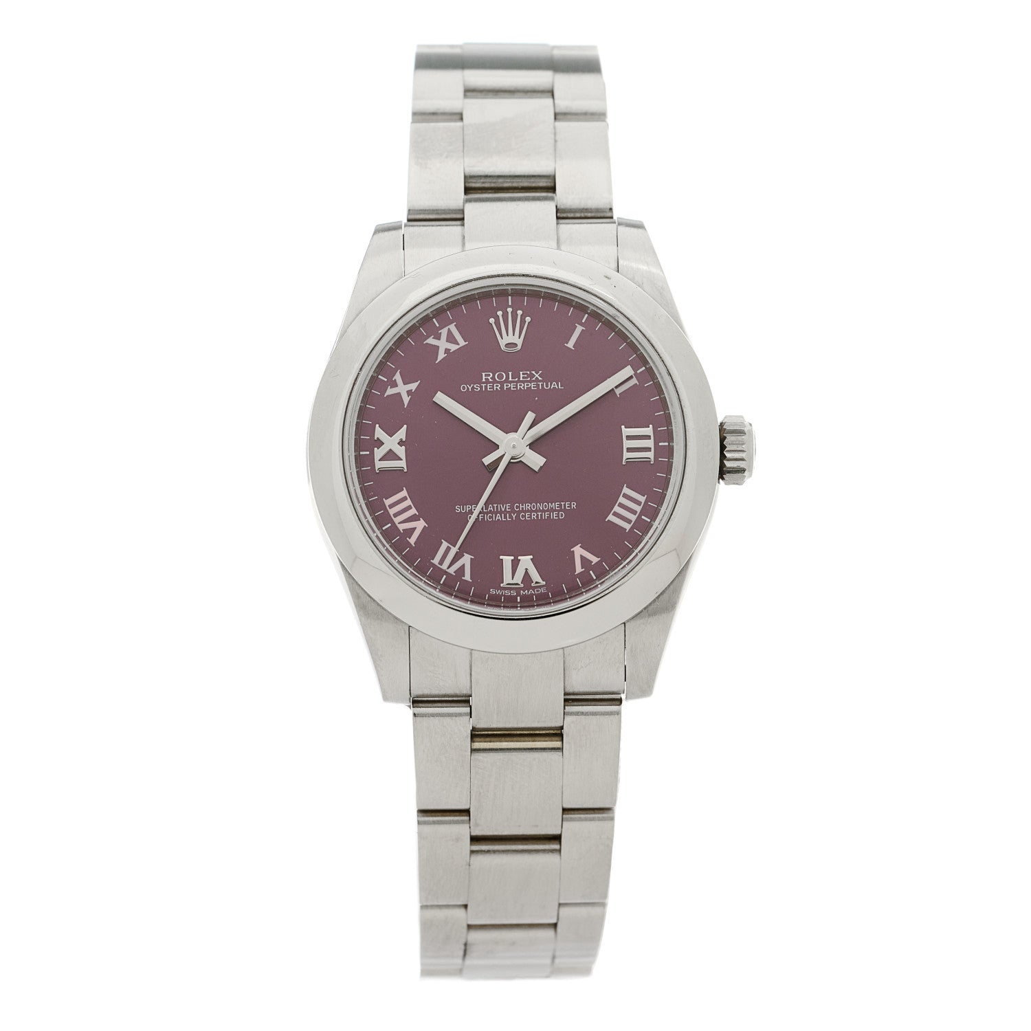 Rolex Stainless Steel 31mm Oyster Perpetual Watch Red Grape Roman 177200 1 of 5