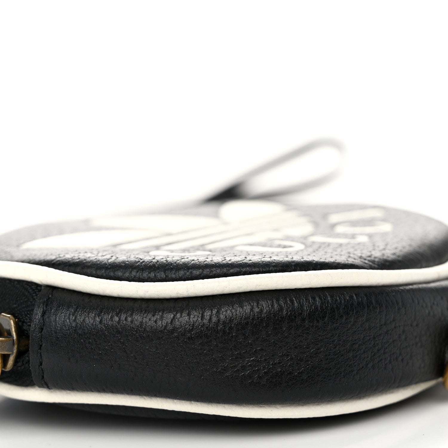 Gucci X ADIDAS Textured Dollar Calfskin Web Trefoil Mini Pouch Set Shoulder Bag Black Off White 12 of 14