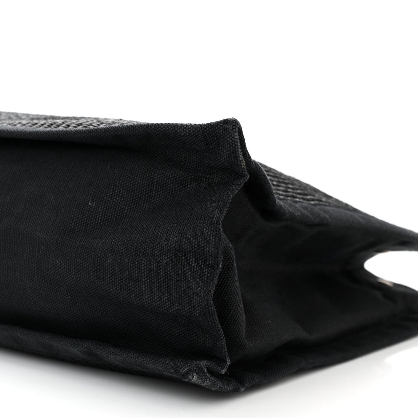 Raffia Linen Calfskin Rive Gauche Tote Black