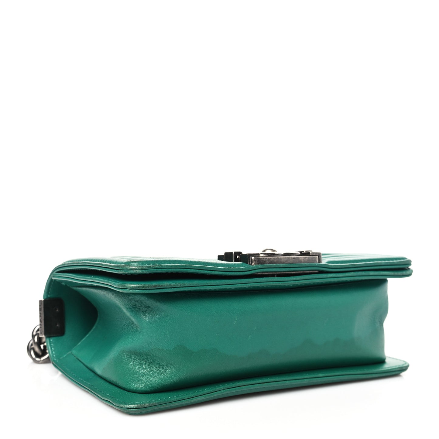 Lambskin Quilted Small Boy Flap Green