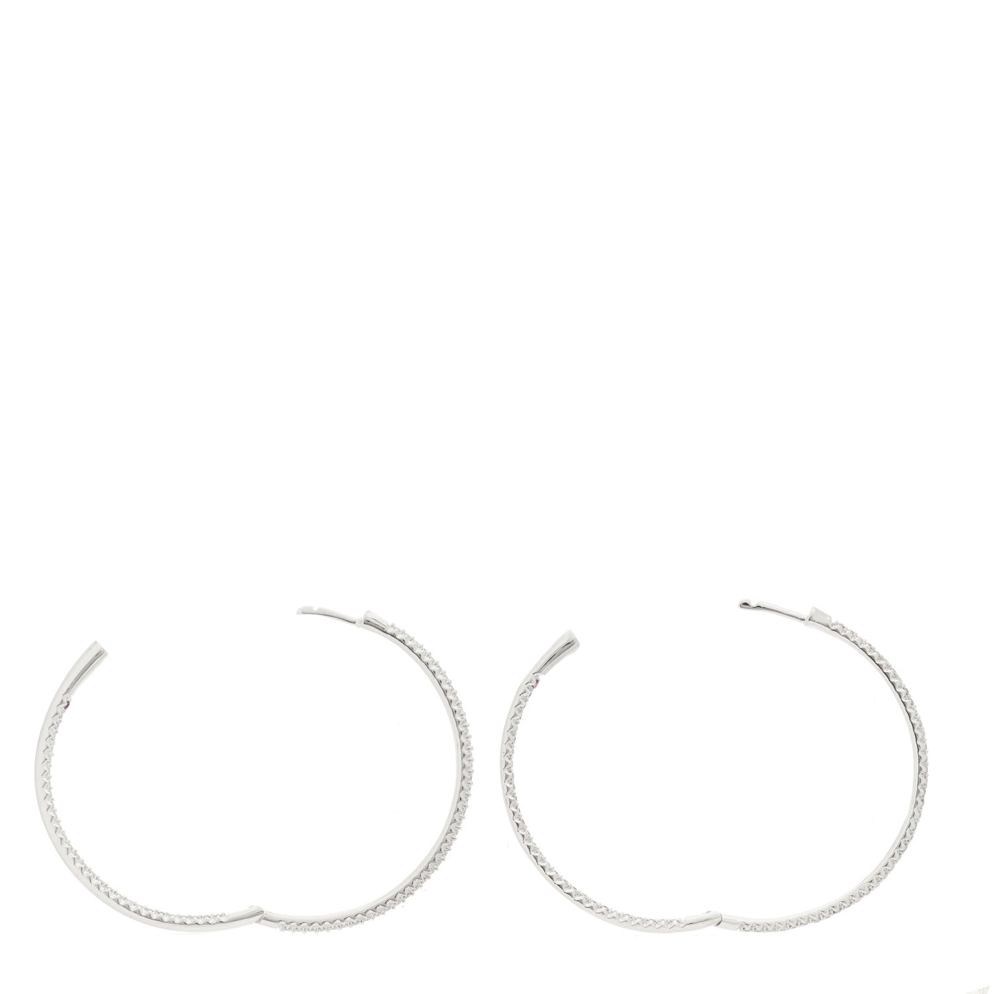 18K White Gold Diamond 1.34ctw Inside Outside Hoop Earrings
