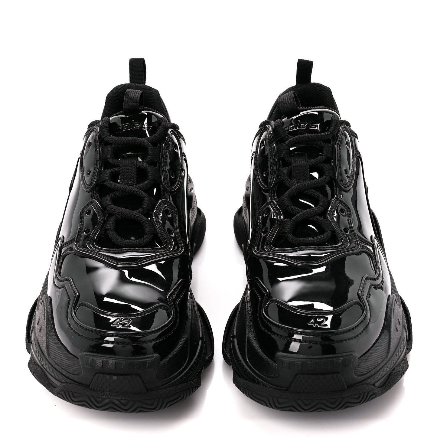 Shiny Rubber Mens Triple S Sneakers 42 Black