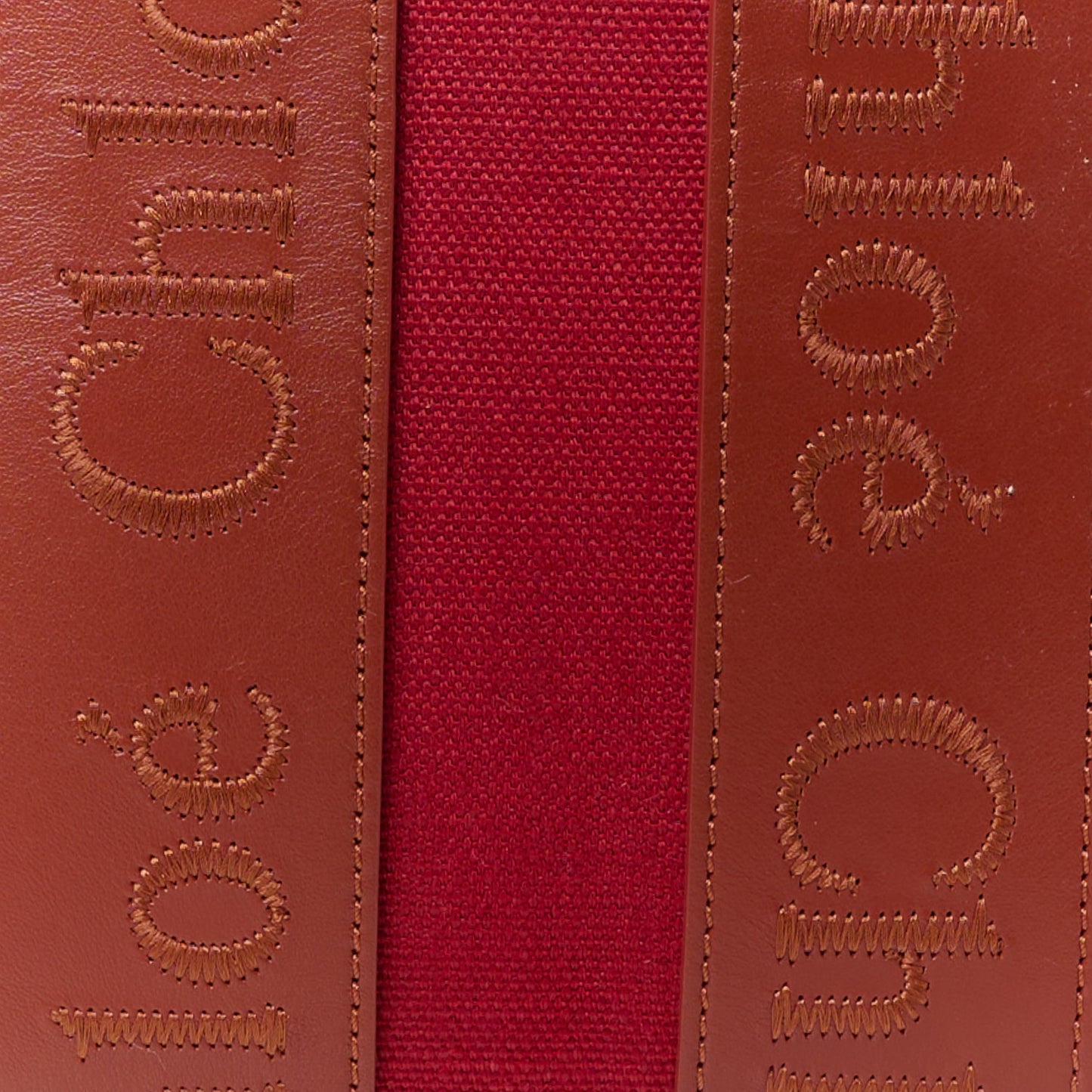 Cotton Calfskin Small Woody Ribbon Tote With Strap Dark Red