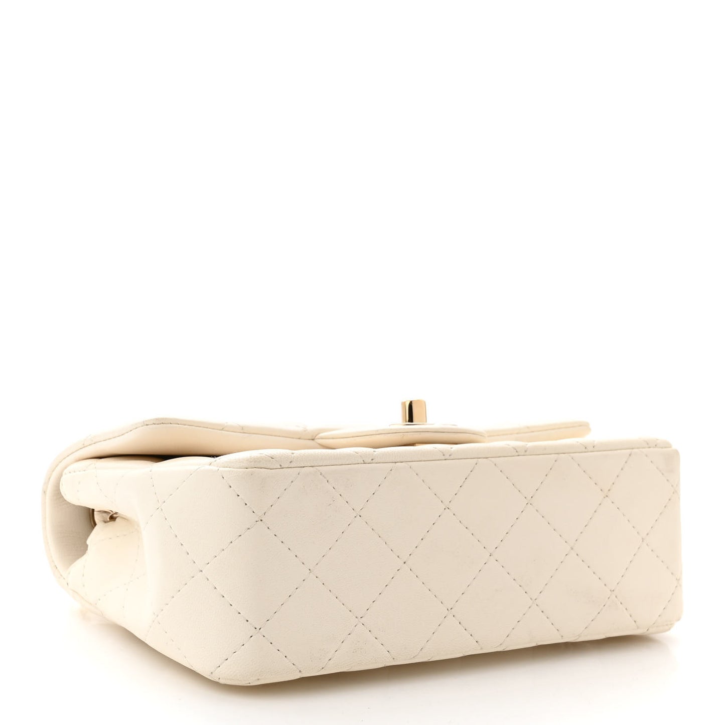 Lambskin Quilted Mini Rectangular Flap White