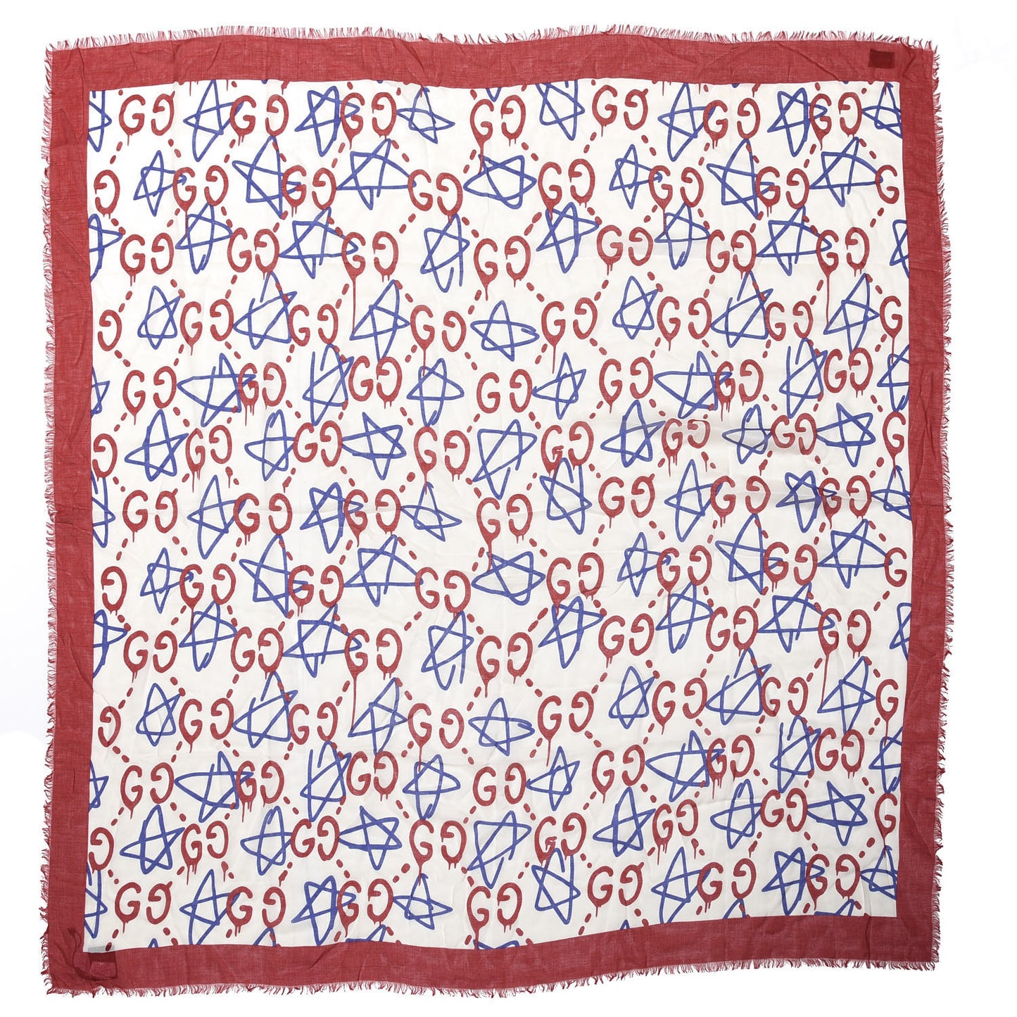 Modal Silk GucciGhost Print Shawl Red Multicolor