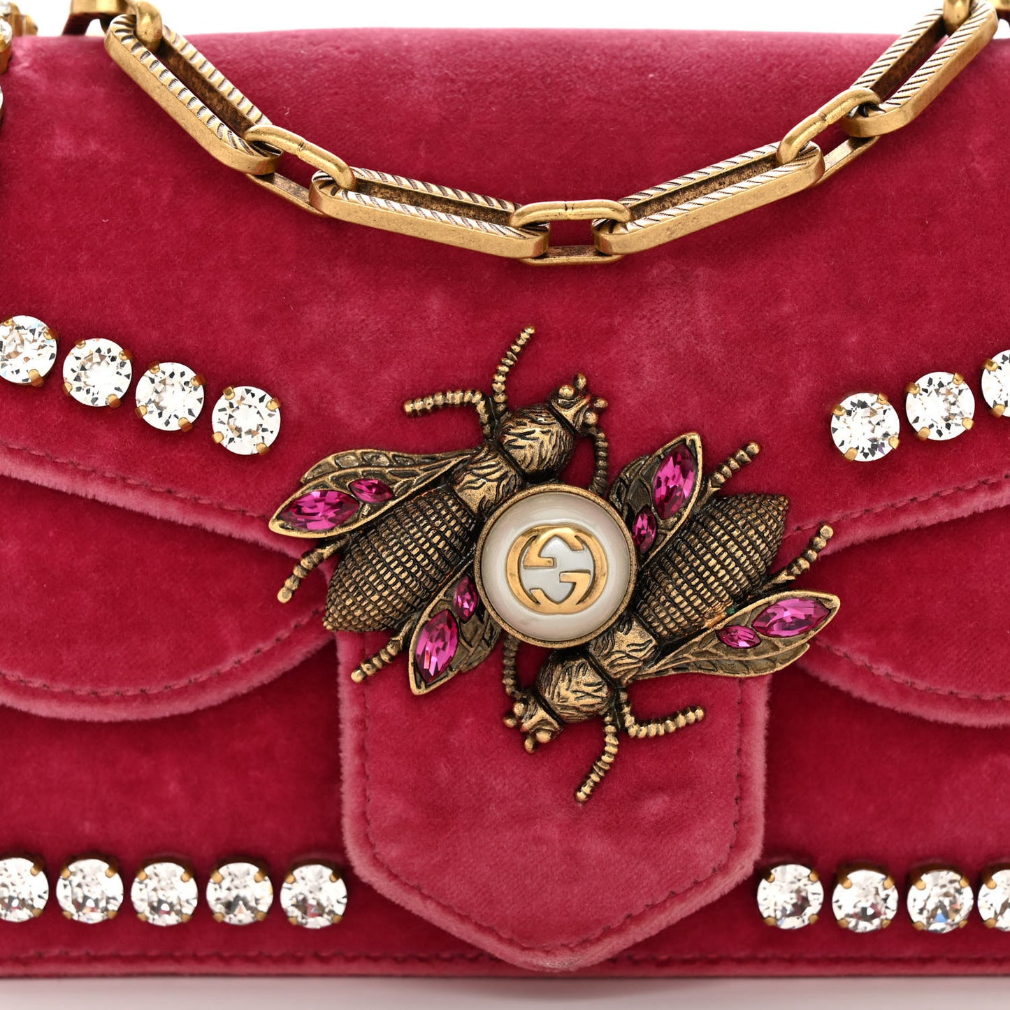 Velvet Crystal Mini Bee Broadway Shoulder Bag Light Raspberry Rose