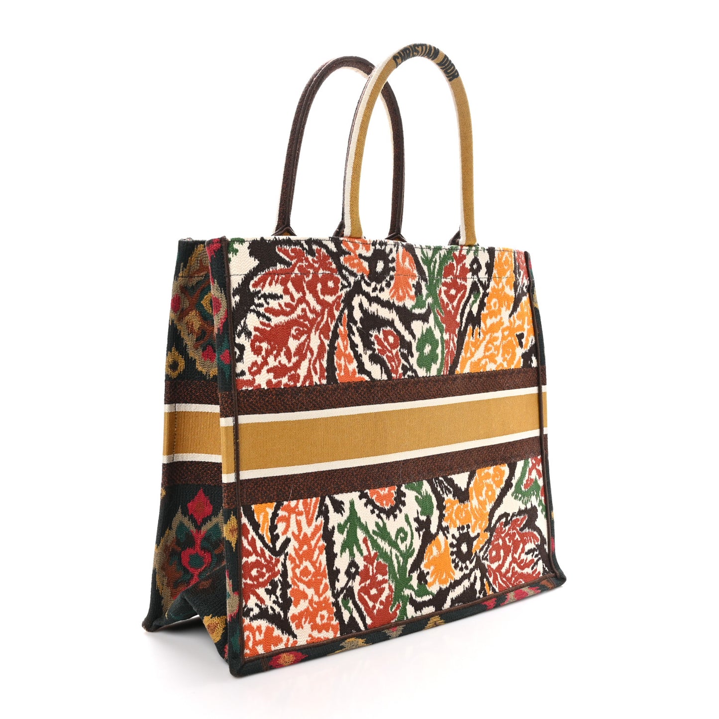 Canvas Embroidered Large Paisley Book Tote Multicolor