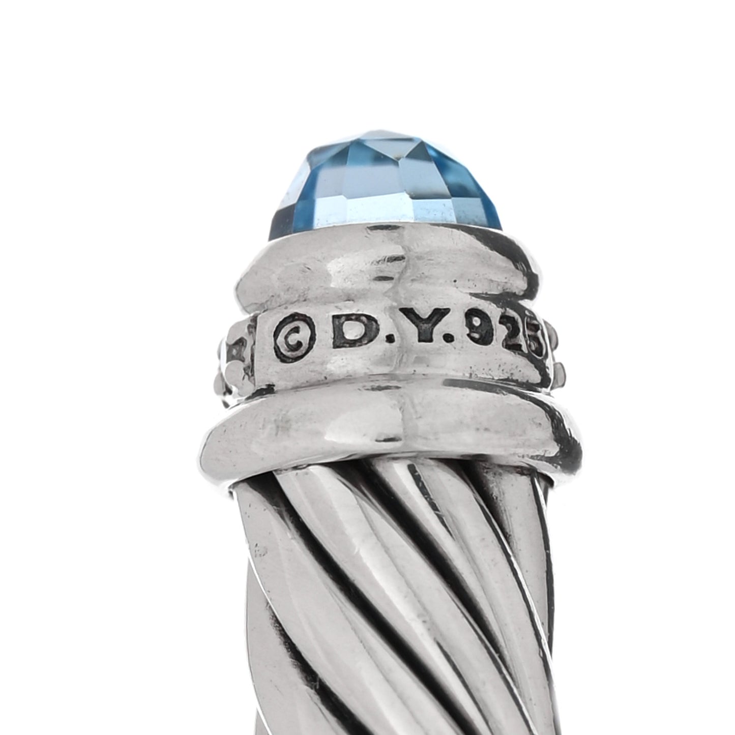 Sterling Silver Diamond Blue Topaz 5mm Cable Classics Bracelet
