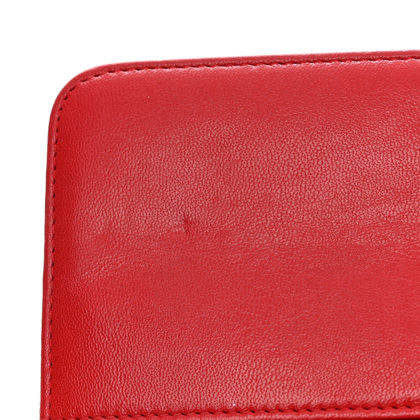 Sheepskin Quilted Mademoiselle Vintage Wallet On Chain WOC Red