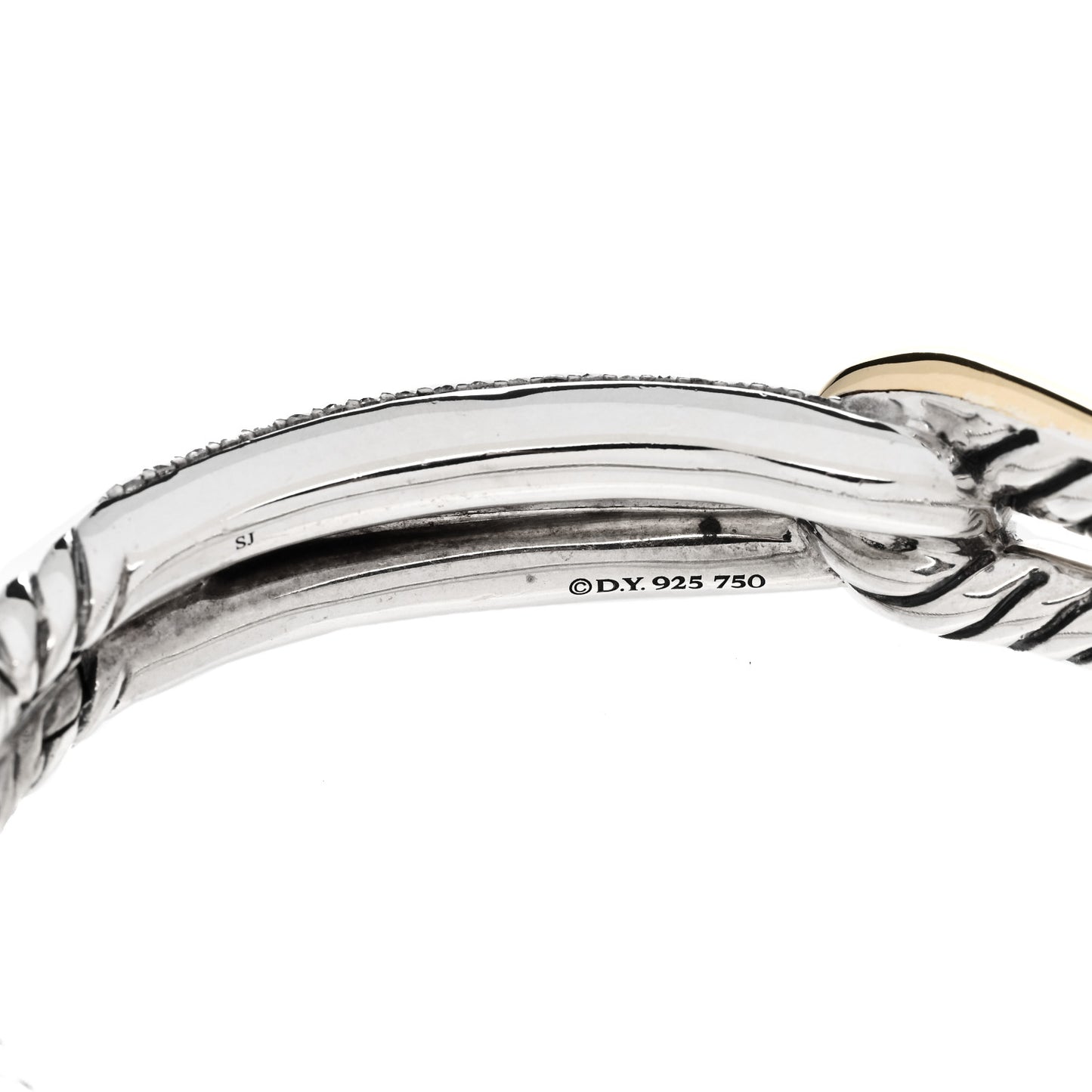 Sterling Silver 18K Yellow Gold Diamond Single Loop Labyrinth Bracelet