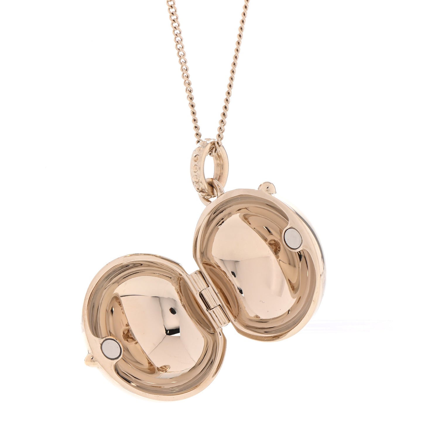 Metal CC Locket Necklace Gold