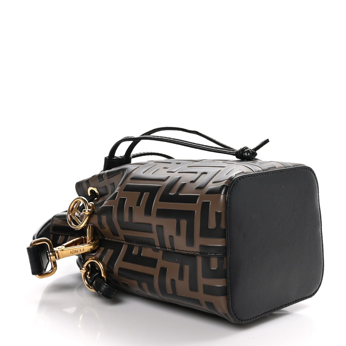 Vitello Liberty F is Fendi Bi-Color FF 1974 Embossed Mini Mon Tresor Bucket Bag Maya Black