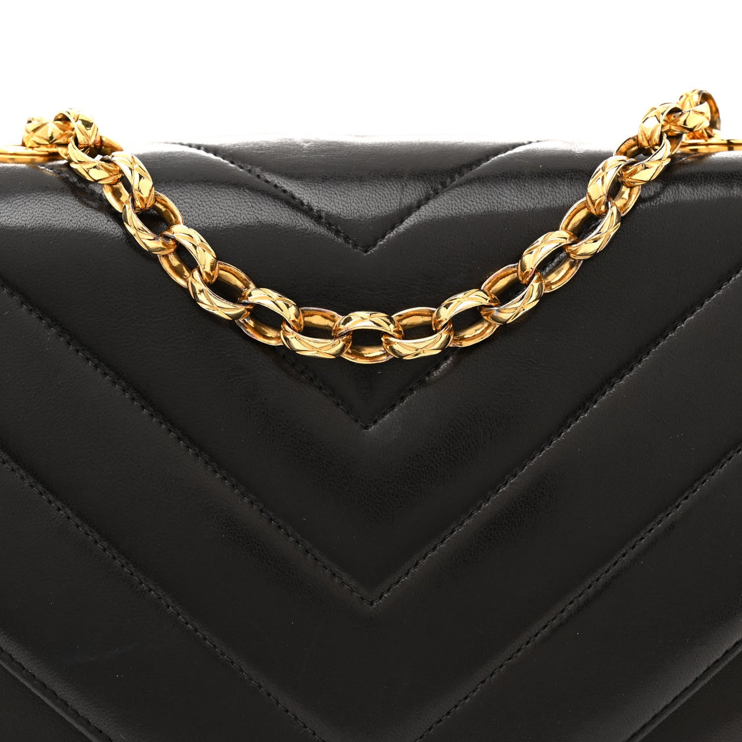 Lambskin Chevron Quilted Mini Square Flap Black