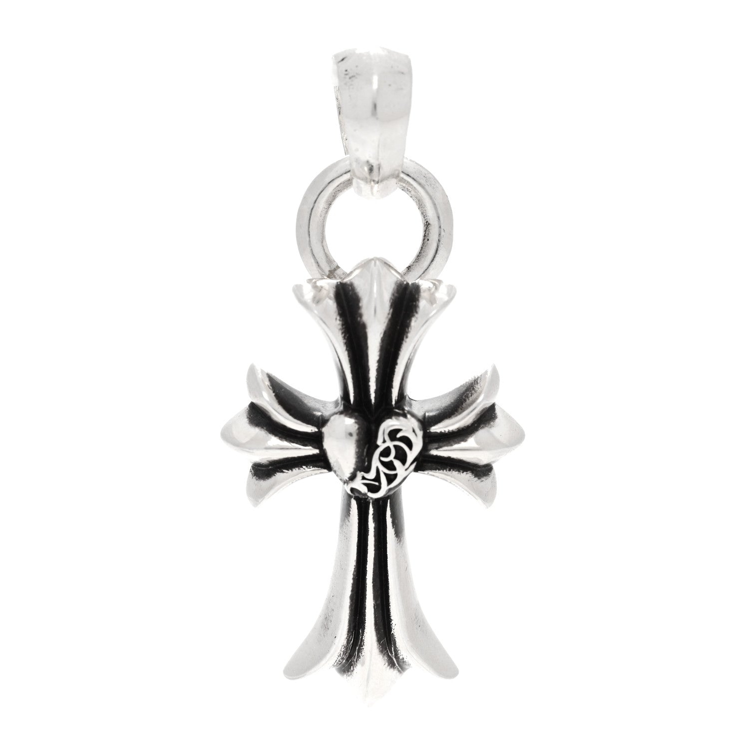 Chrome Hearts Sterling Silver Heart Cross Pendant 1781812