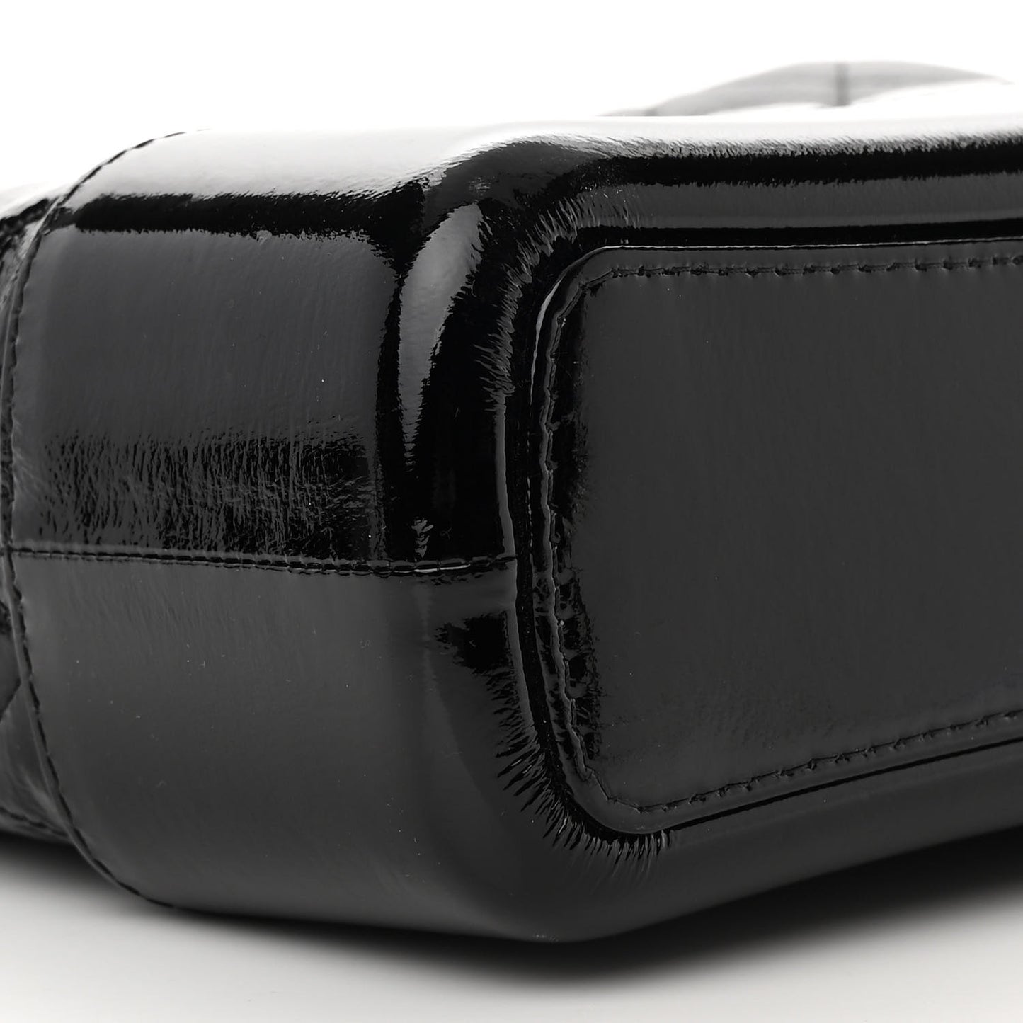 Patent Goatskin Quilted Medium Gabrielle Hobo Black