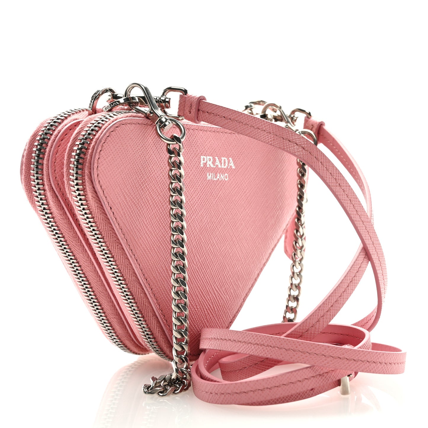 Saffiano Mini Triangle Crossbody Pouch Petalo