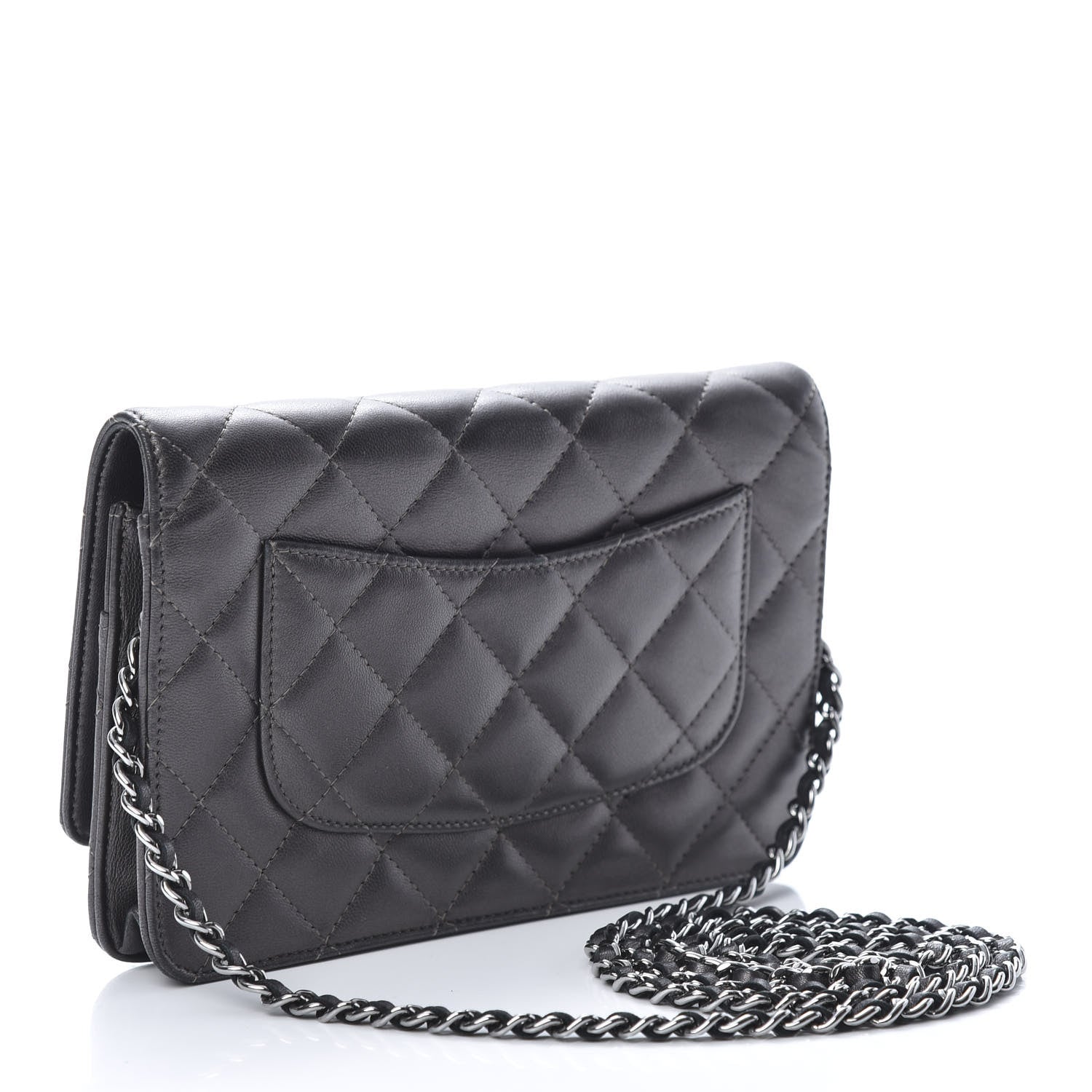 Chanel Iridescent Lambskin Quilted Wallet On Chain WOC Grey 3 of 15