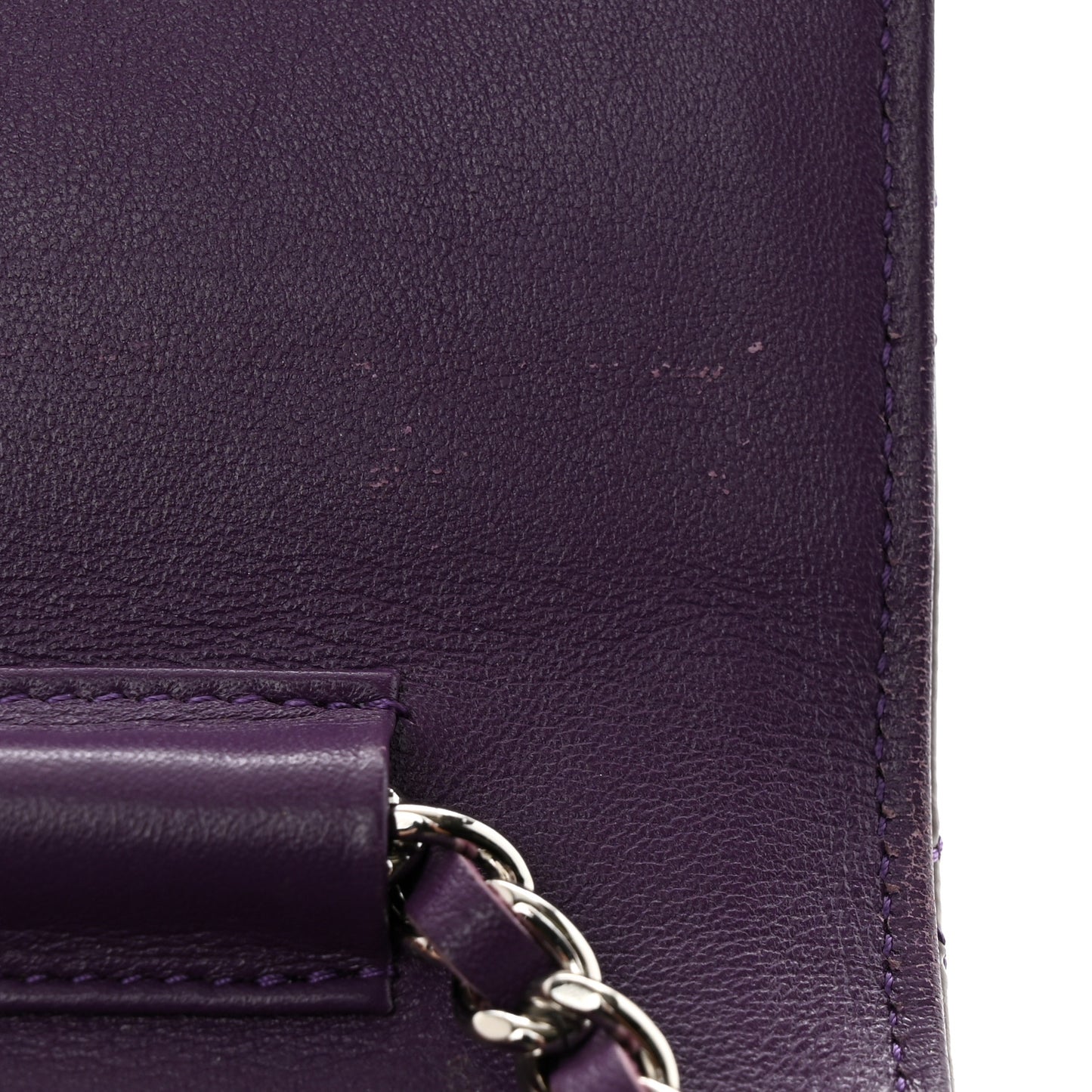Patent Quilted Brilliant Wallet On Chain WOC Violet