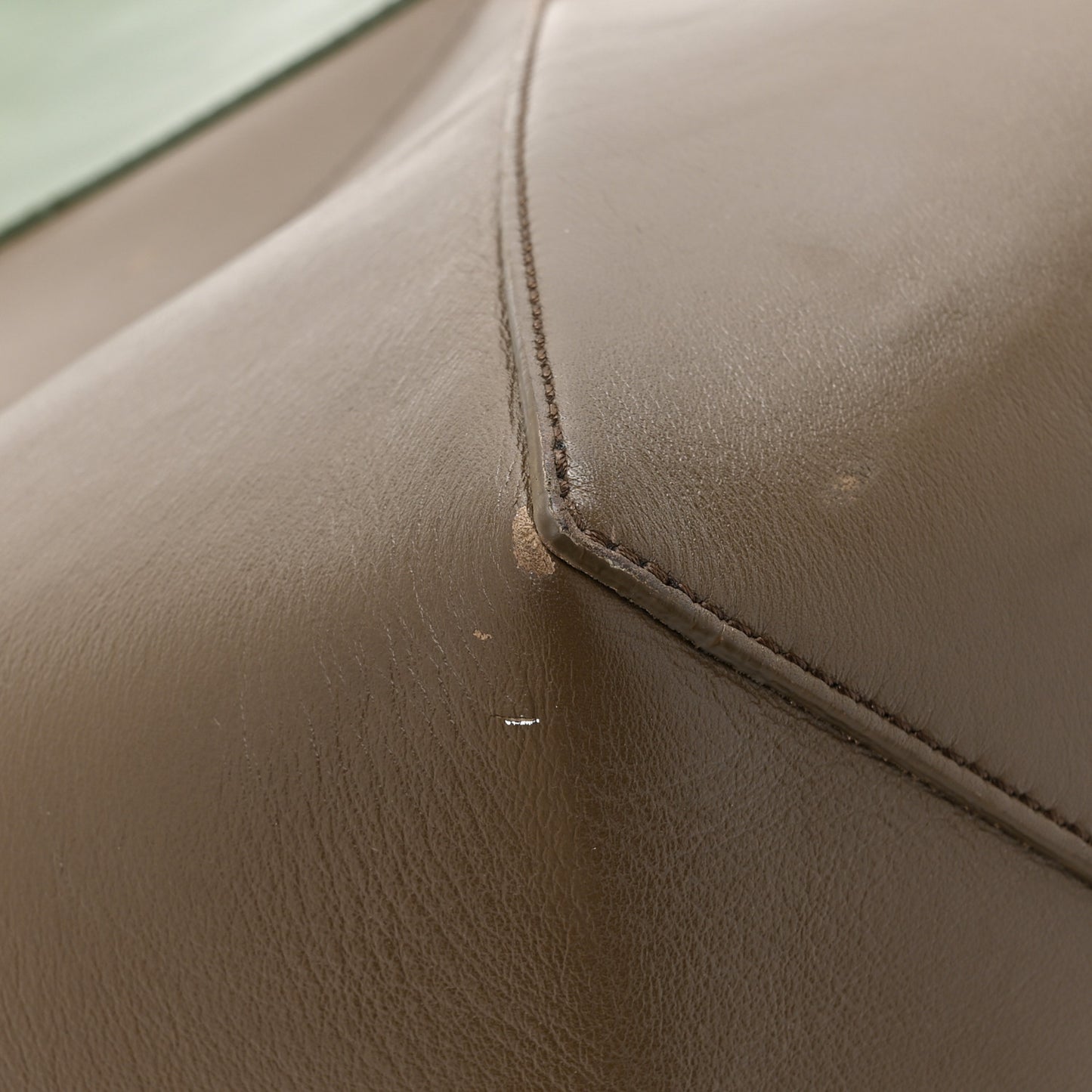 Shiny Calfskin Large Puzzle Fold Tote Umber Hunter Green