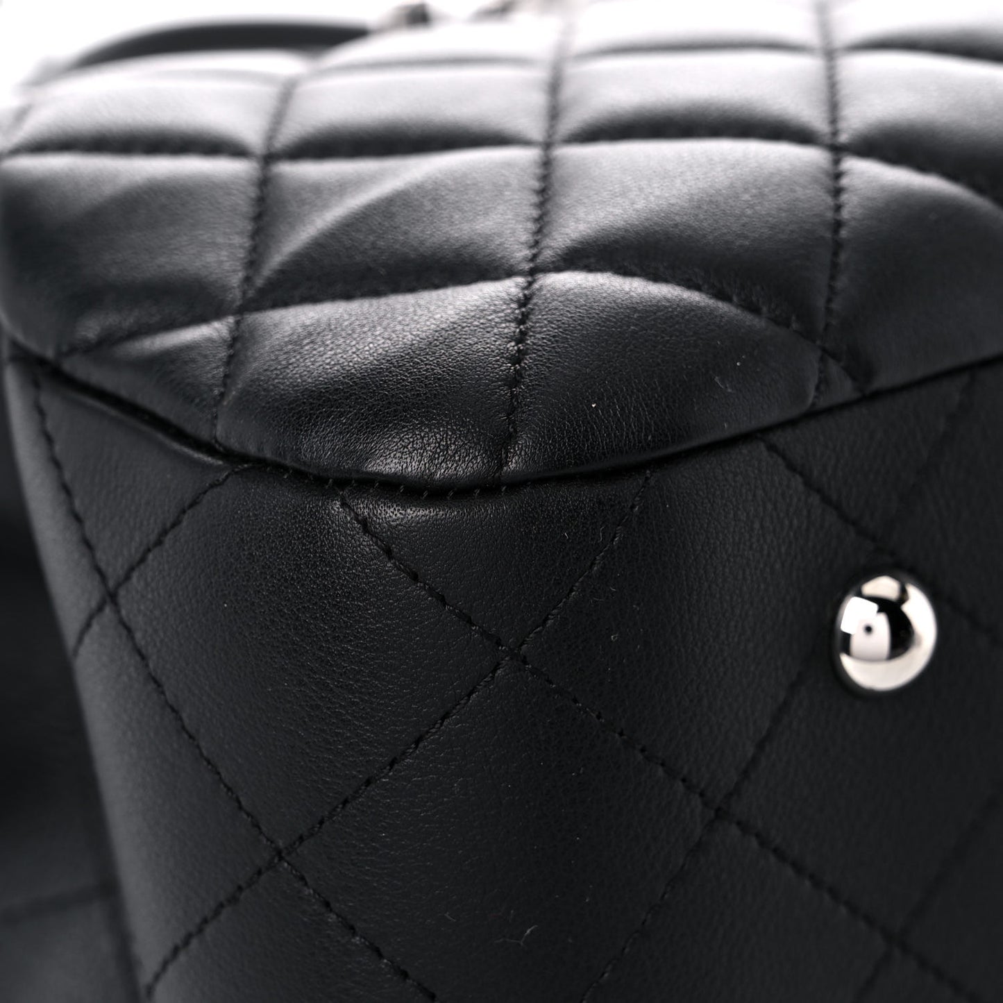 Calfskin Quilted Large Classic Shopping Tote Black