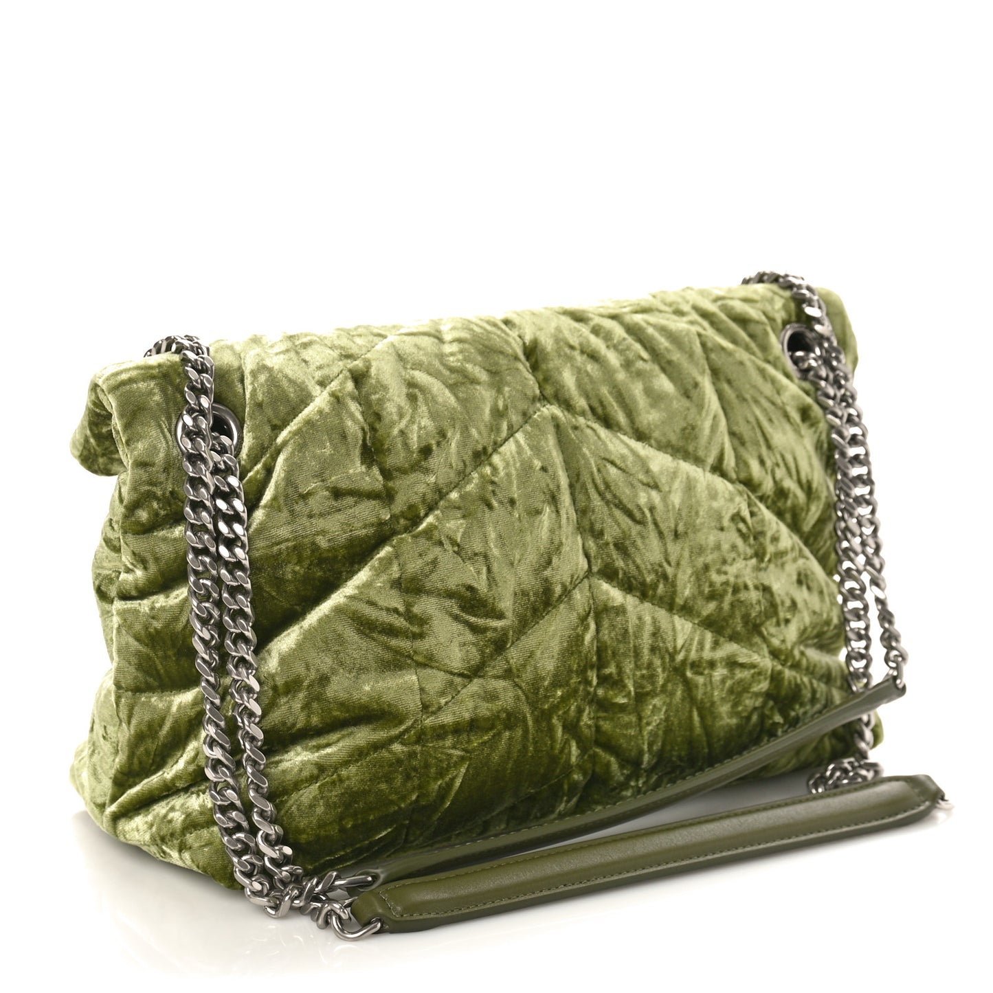 Velvet Quilted Small Loulou Puffer Monogram Chain Satchel Light Avocado