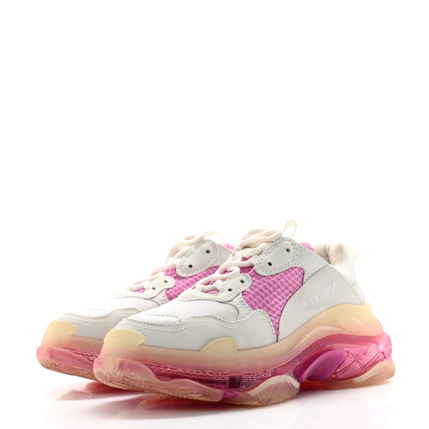 Fabric Mesh Clear Sole Womens Triple S Sneakers 38 White Pink