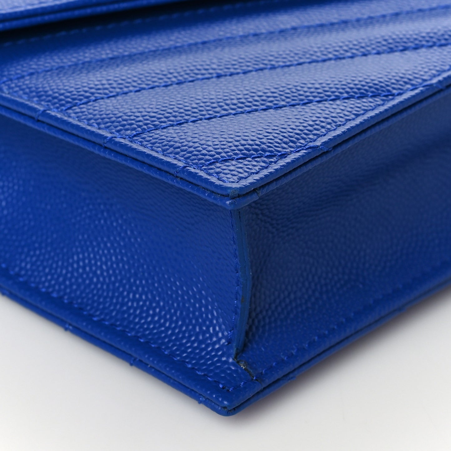 Grain De Poudre Matelasse Chevron Monogram Envelope Chain Wallet Blue Majorelle