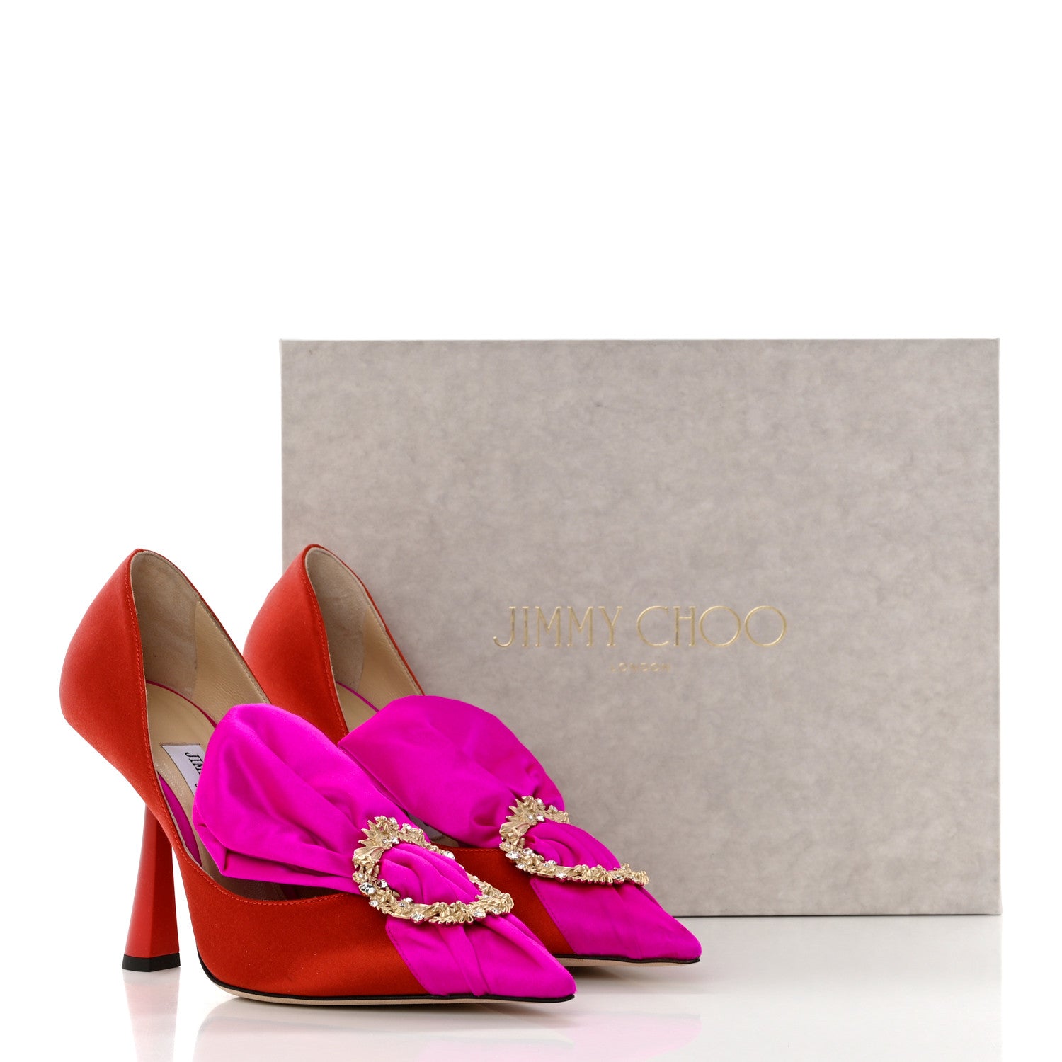 Jimmy Choo Satin Embellished Lyz 100 Pumps 37 Fuchsia 8 of 8