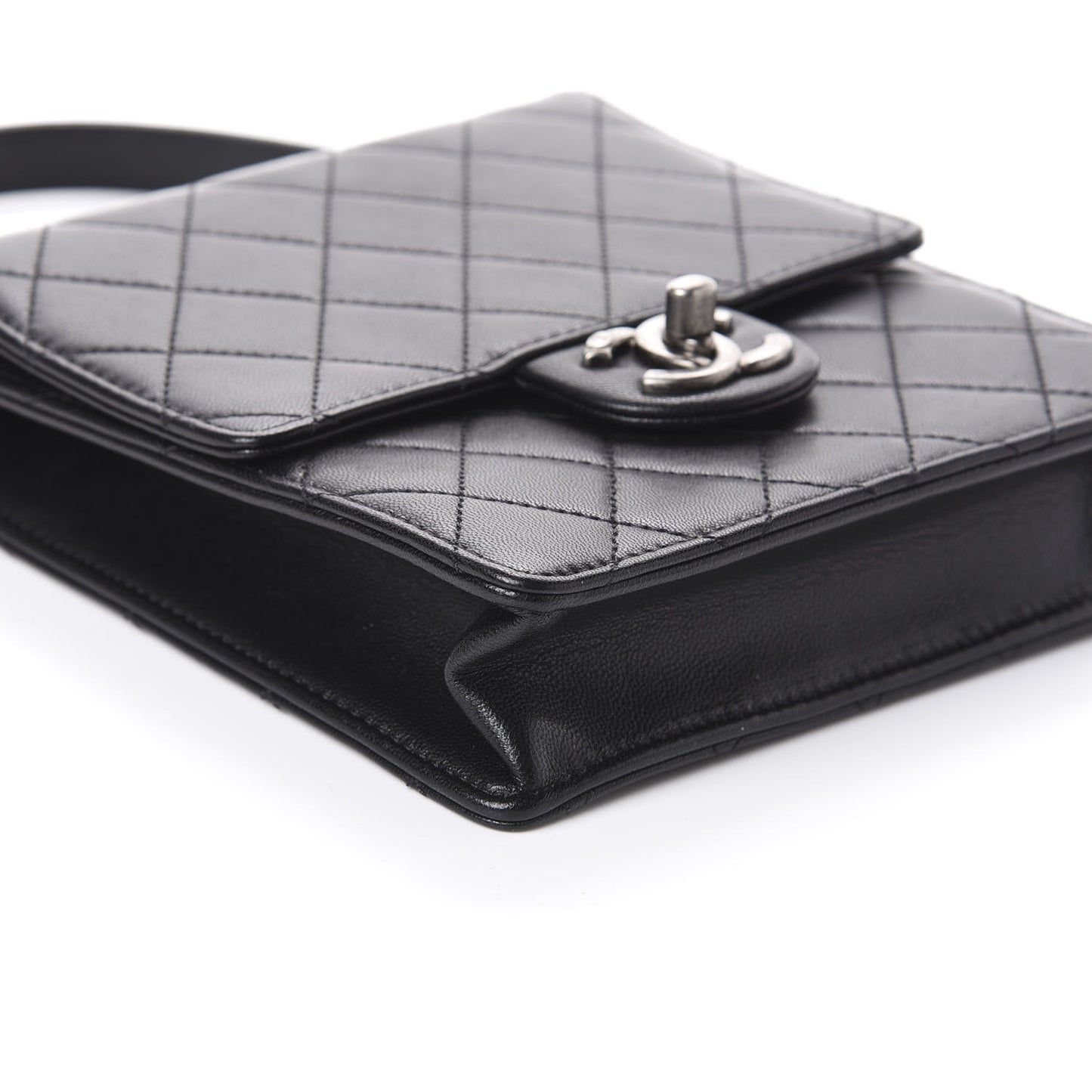 Goatskin Quilted Acrylic Beads Flap Black