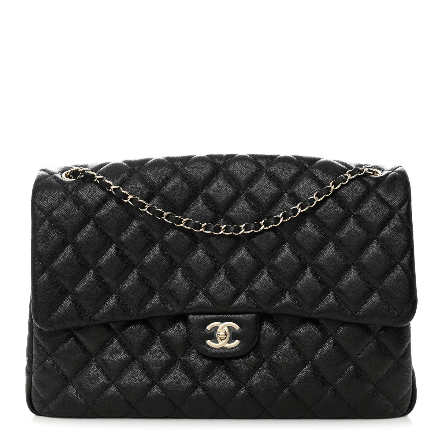 Caviar Quilted XXL Travel Flap Bag Black