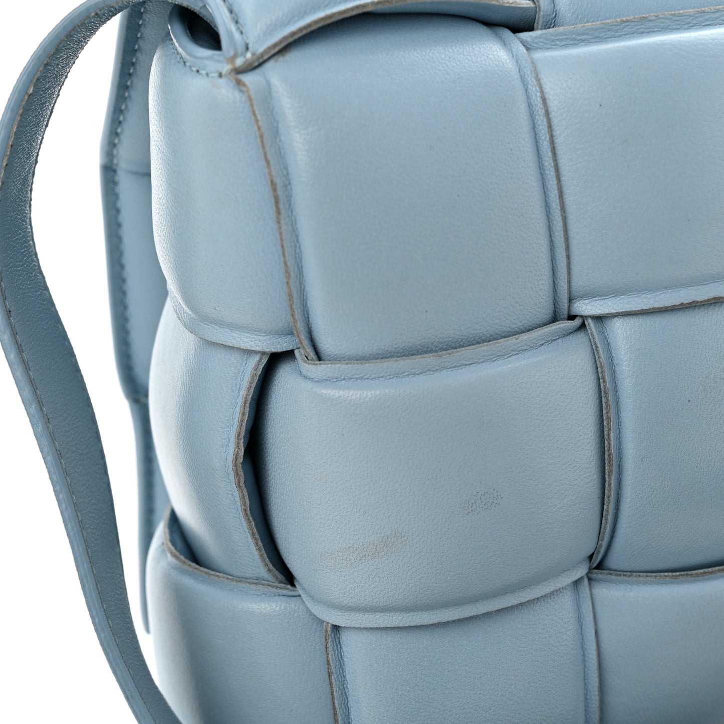 Nappa Maxi Intreccio Padded Cassette Crossbody Bag Ice