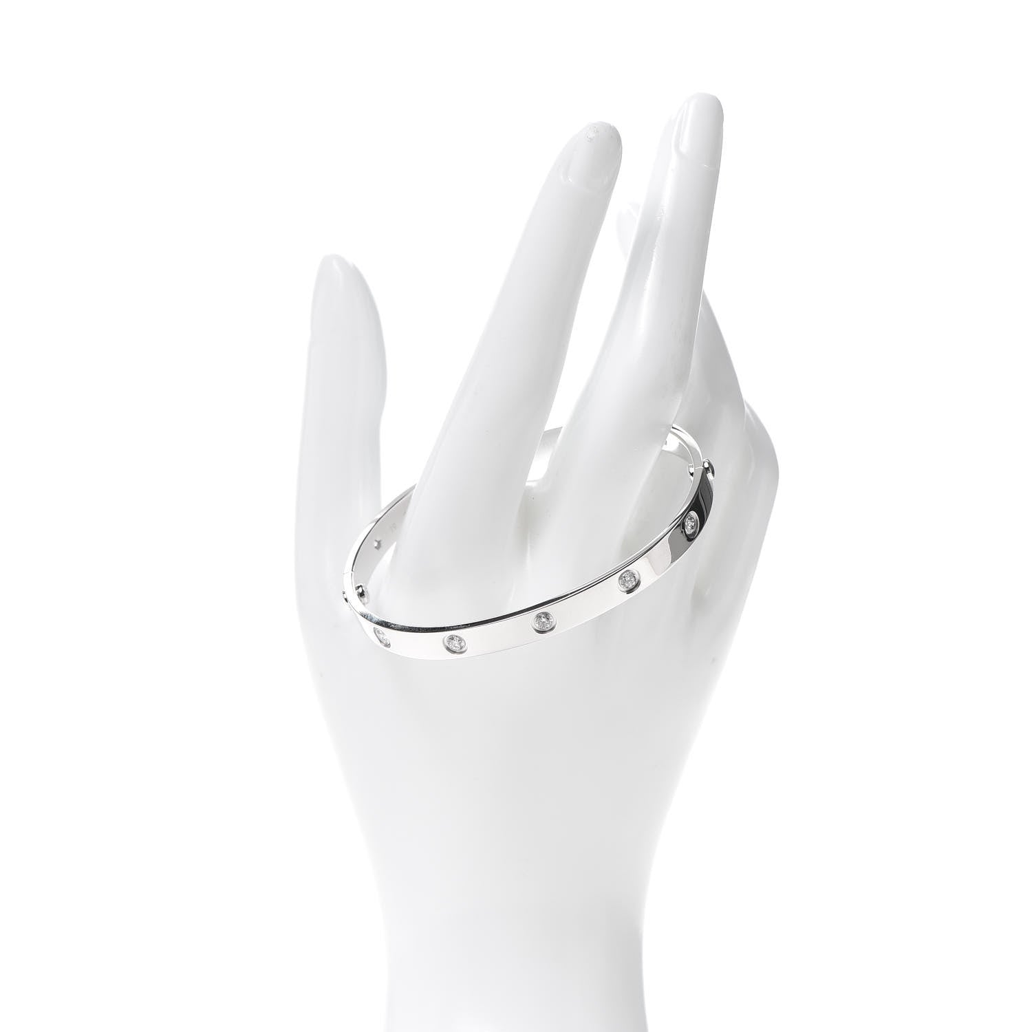 Cartier 18K White Gold 10 Diamond LOVE Bracelet 19 2 of 7