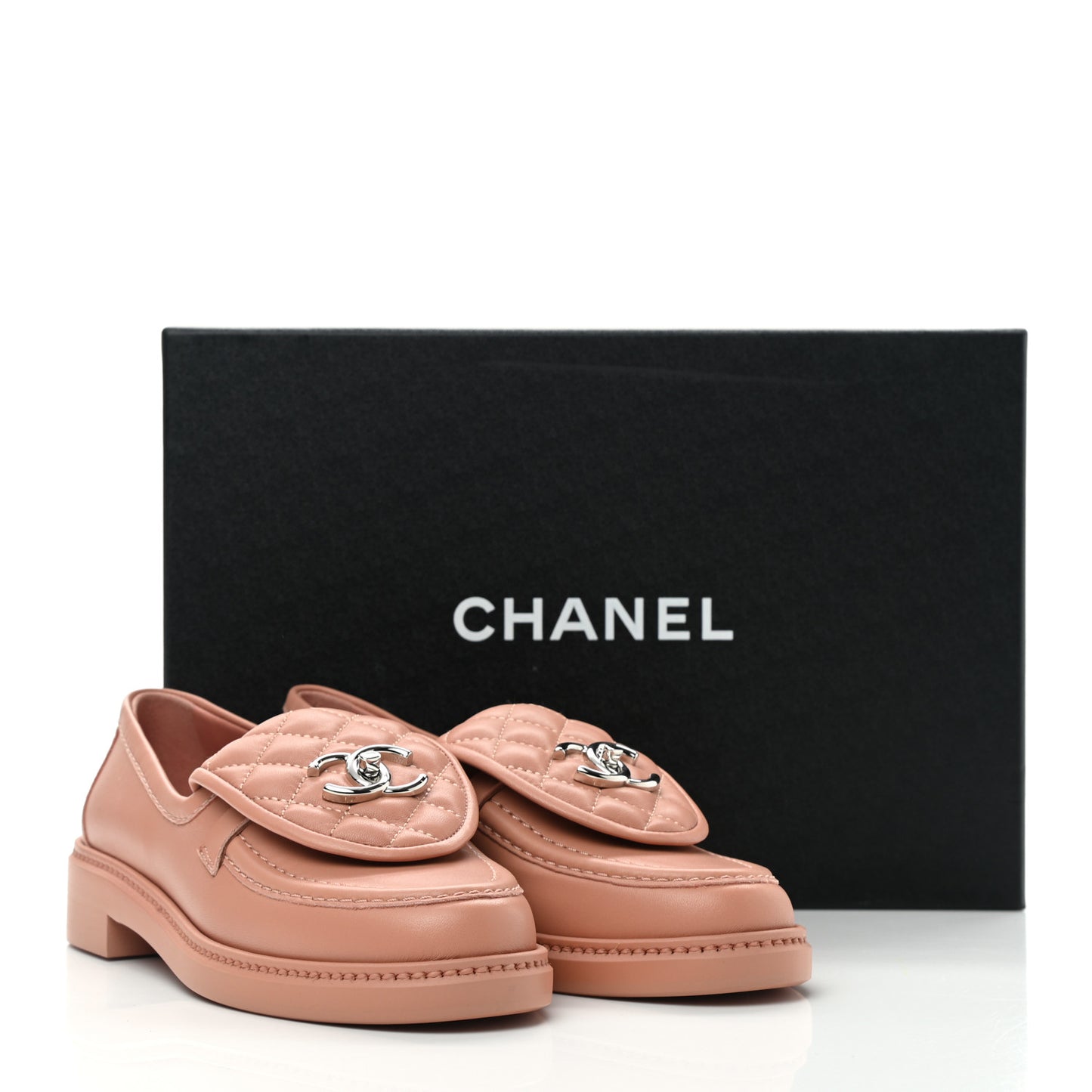 Lambskin Quilted CC Turnlock Loafers 36 Dark Pink