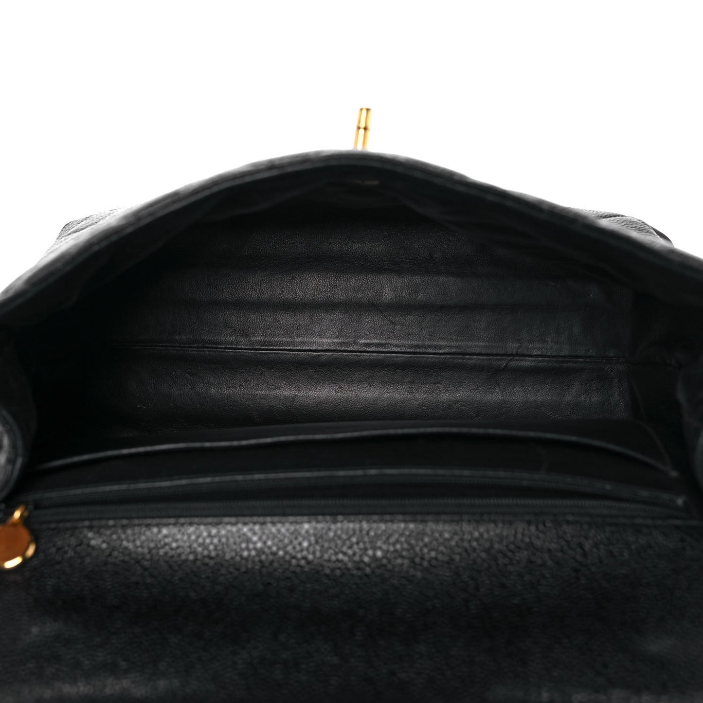 Caviar Quilted Jumbo Kelly Flap Black