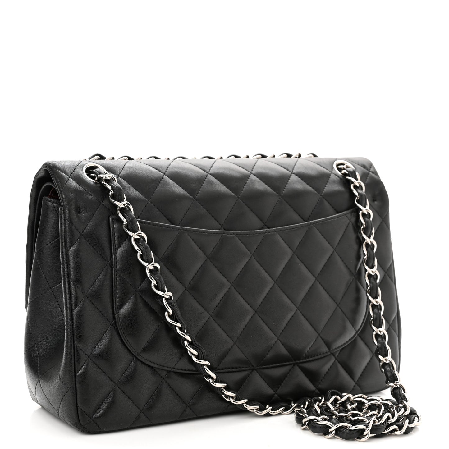 Lambskin Quilted Jumbo Double Flap Black