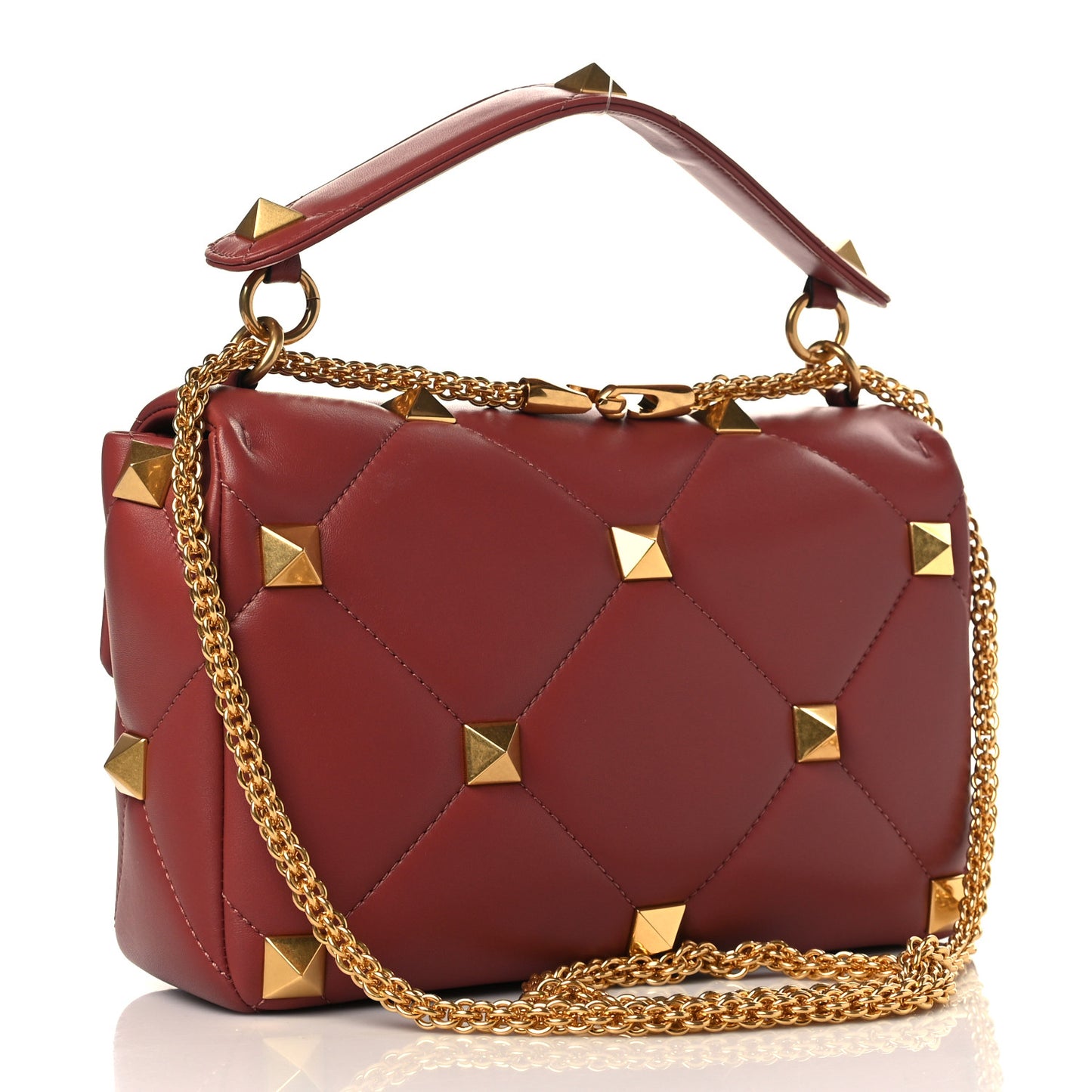 Nappa Large Roman Stud Shoulder Bag Gingerbread