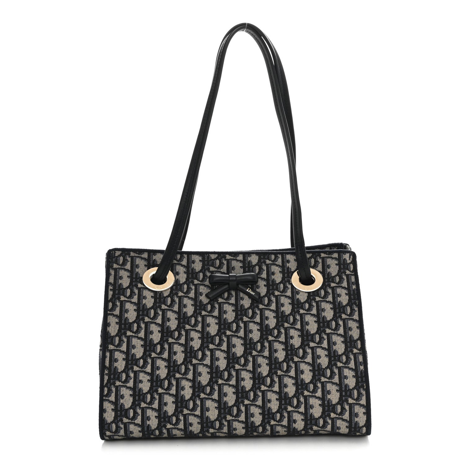 Christian Dior Oblique Small Bow Shopping Tote Blue Multicolor
