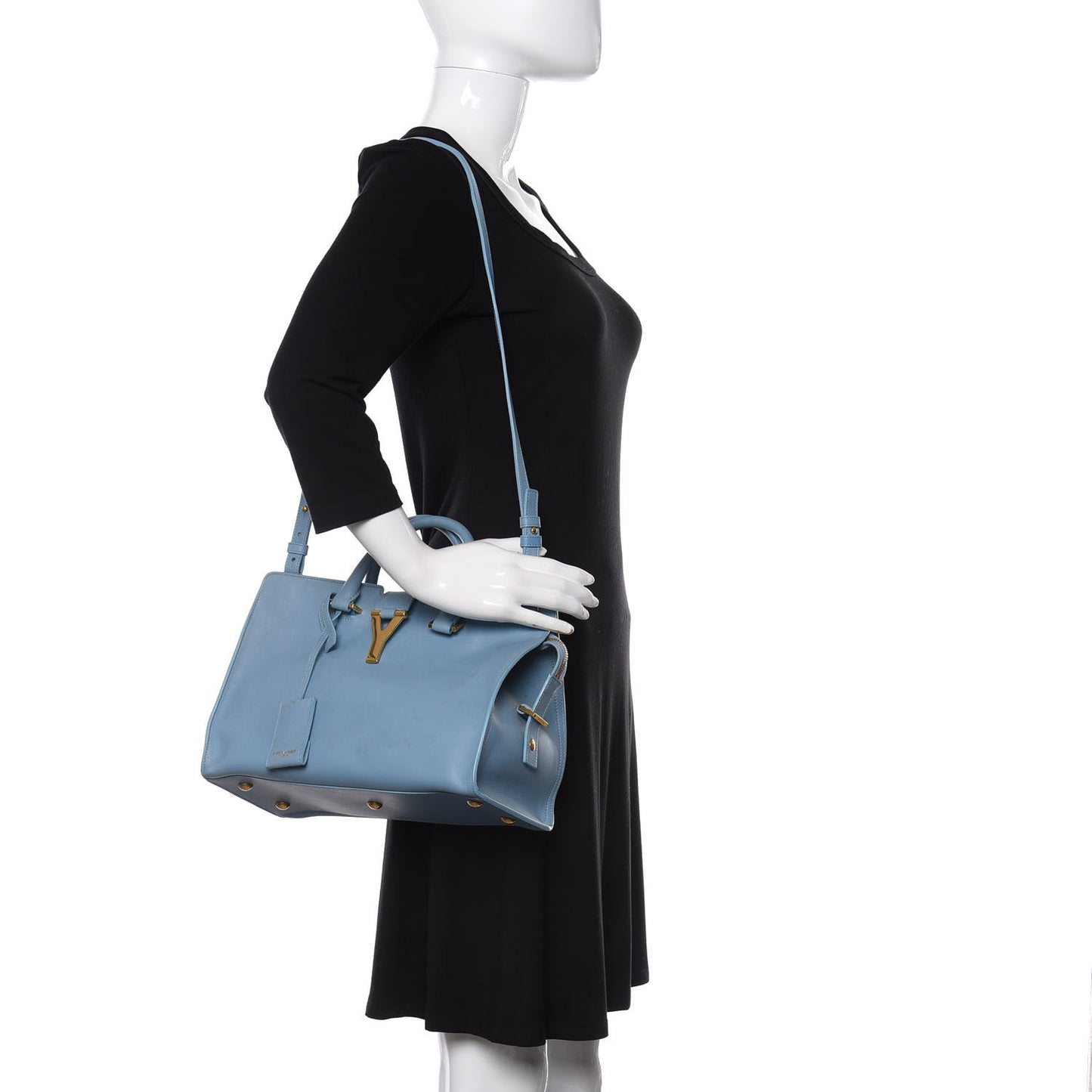 Calfskin Small Classic Y Cabas Blue Glacier