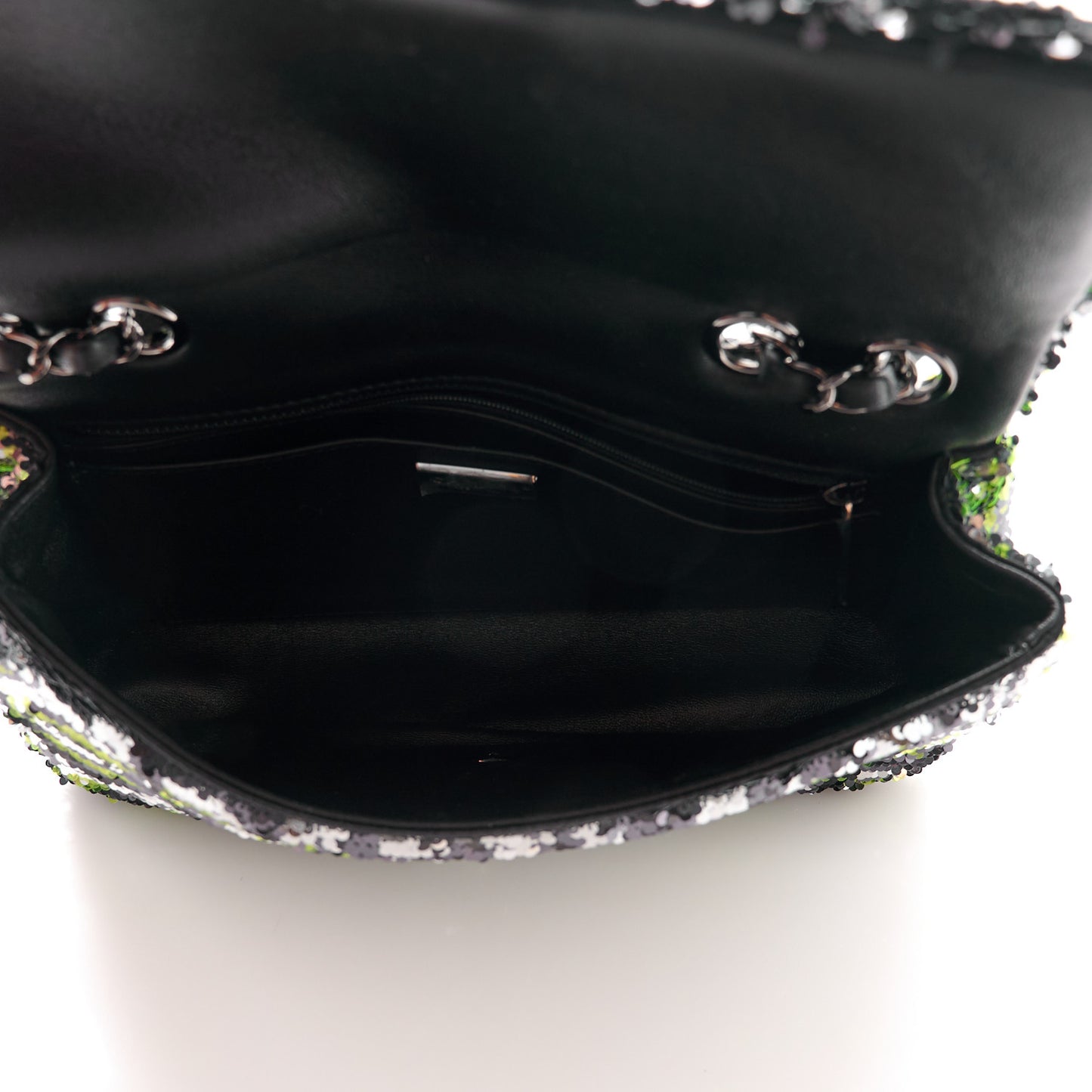 Sequin Logo Single Flap Green Silver Black