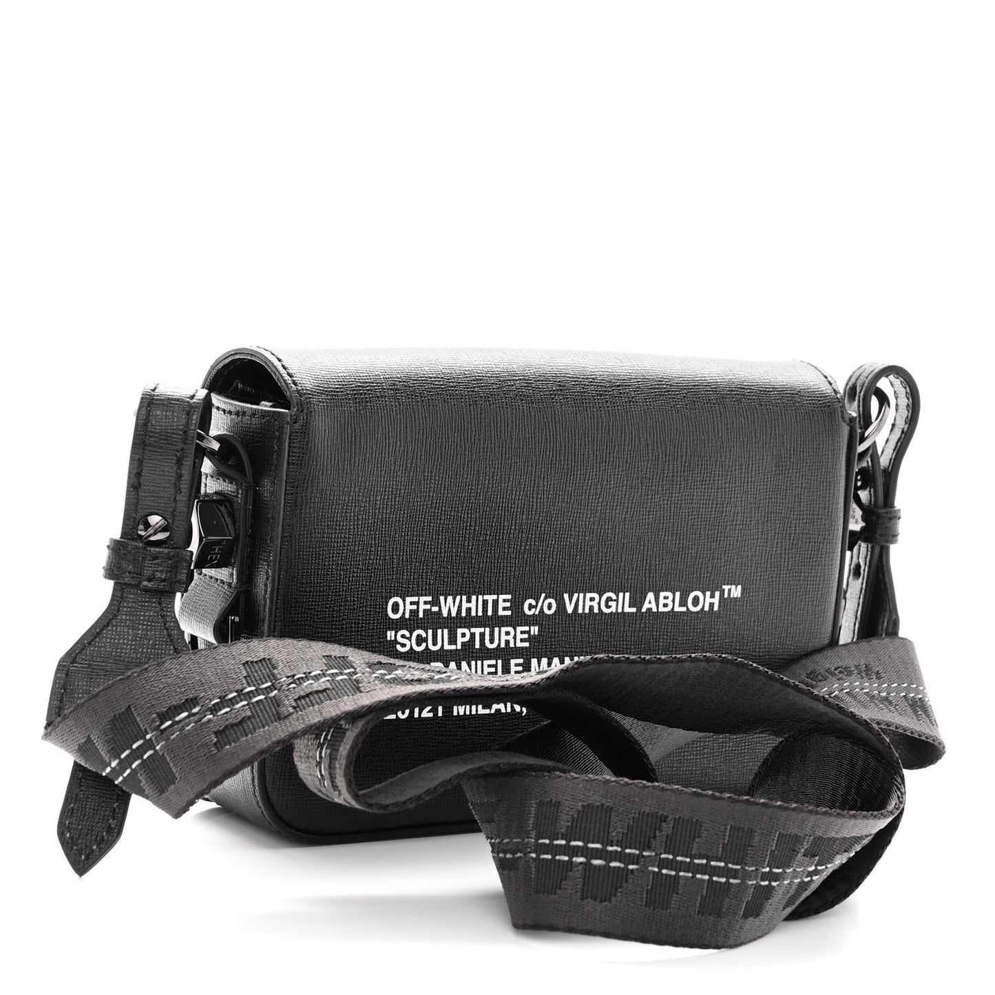 Saffiano Binder Crossbody Bag Black White