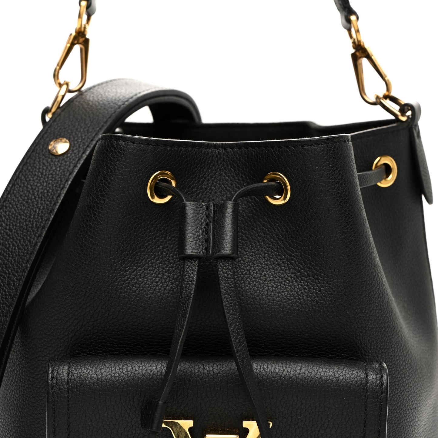 Calfskin Lockme Bucket MM Black
